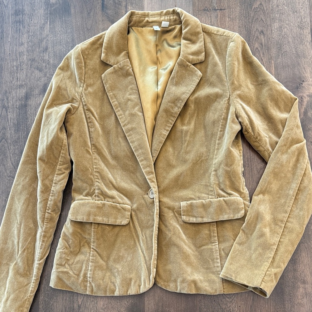 Frenchi Camel Colored Velvet Blazer